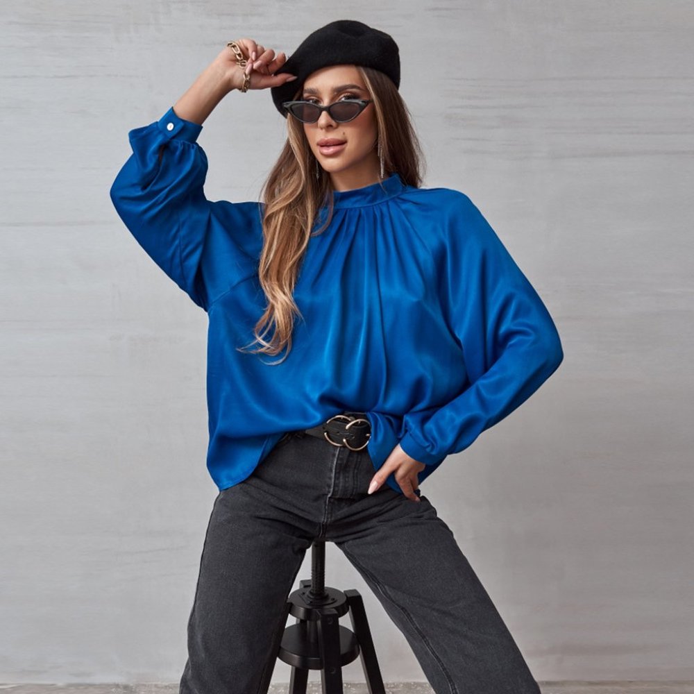 Draped Back Satin Blouse